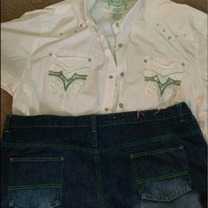 Button up shirt and jeans